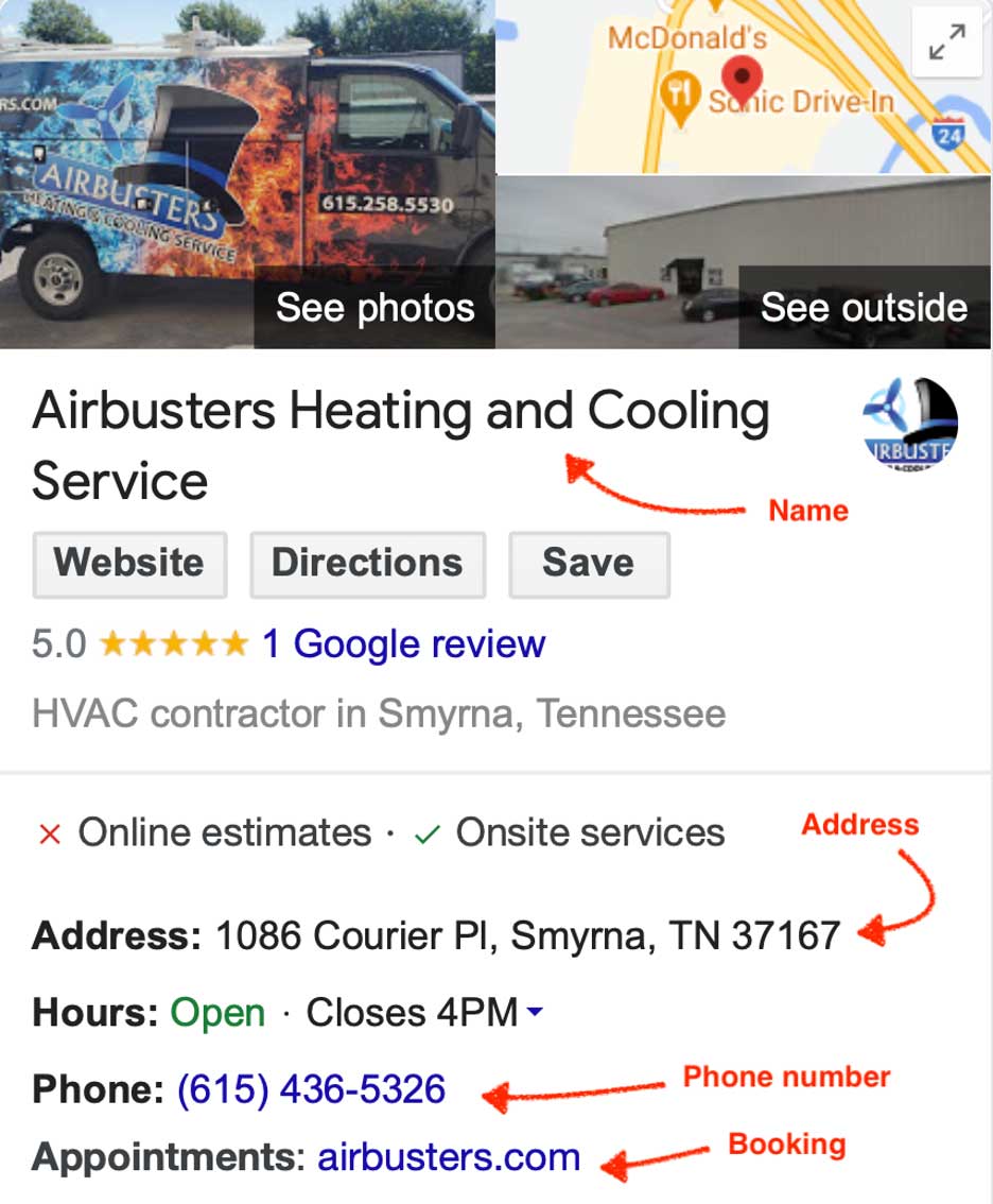 Airbusters Google Business Profile